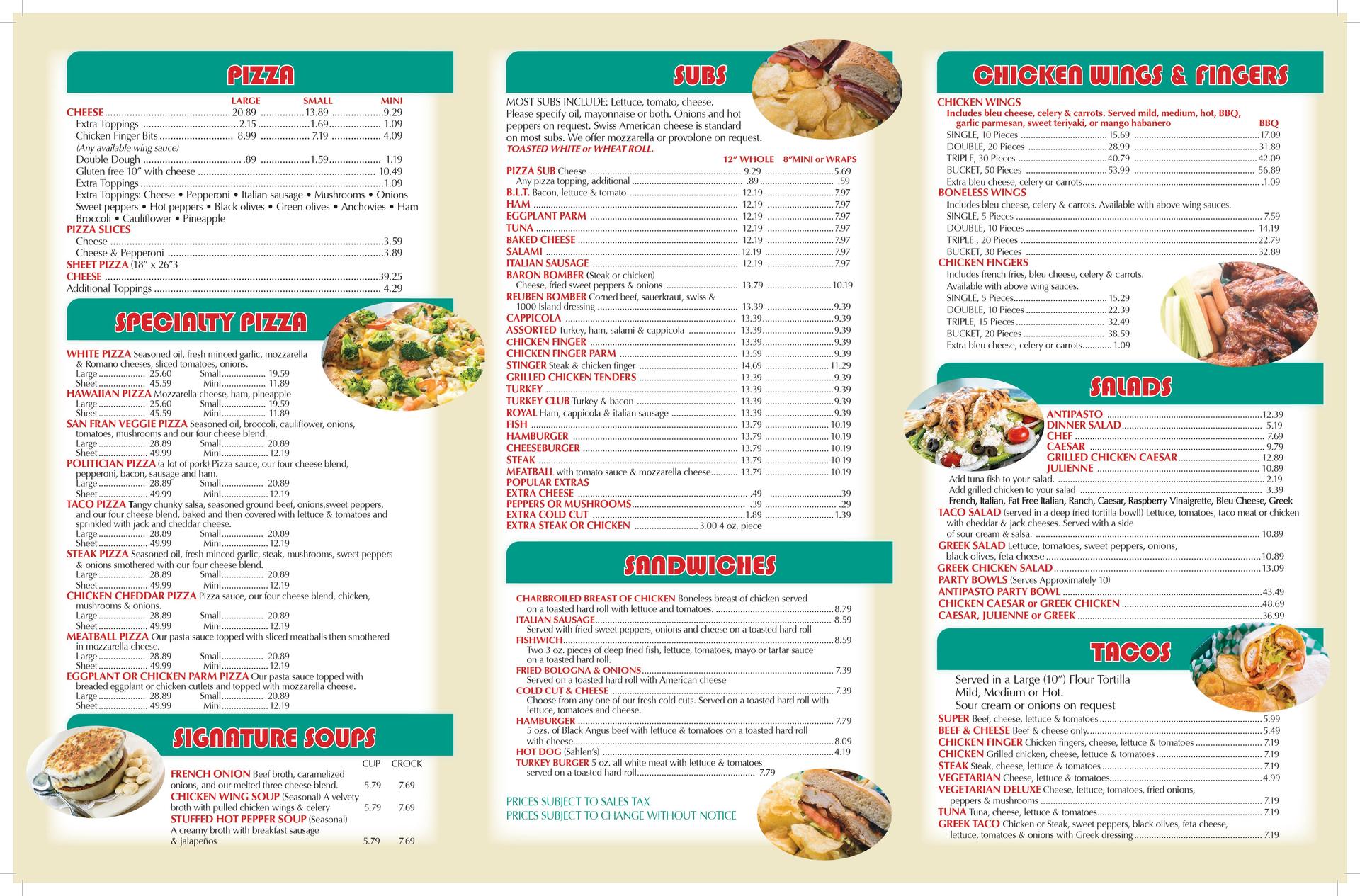 Brunner's Eatery Menu page 2